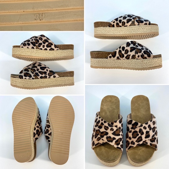 NEW Leopard Espadrille Platform Wedges - Picture 2 of 10